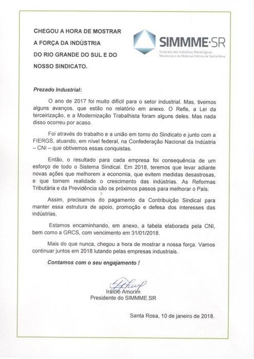 Contribuição Sindical 2018
